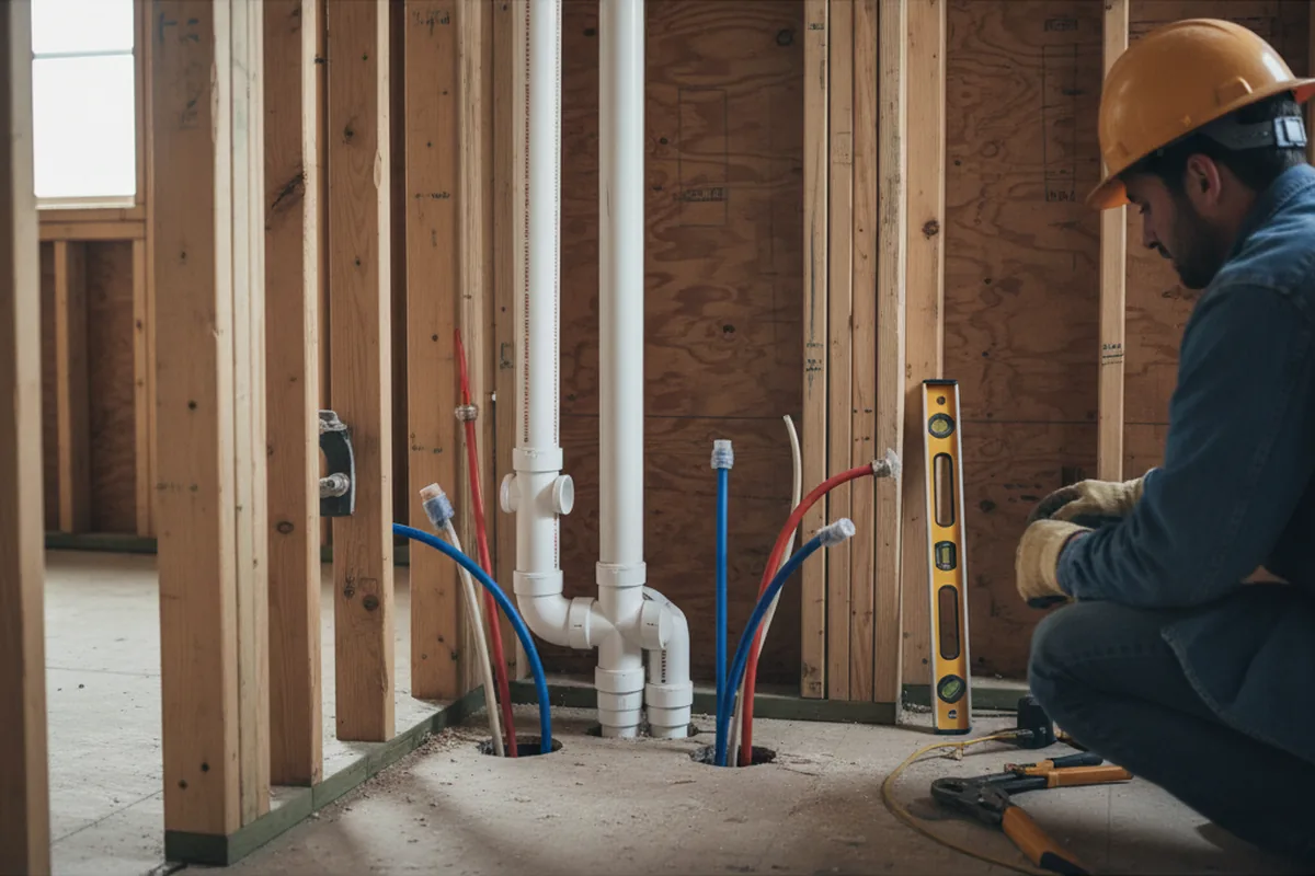 Drain and supply rough-in during Sump Pump Repair in Marmora