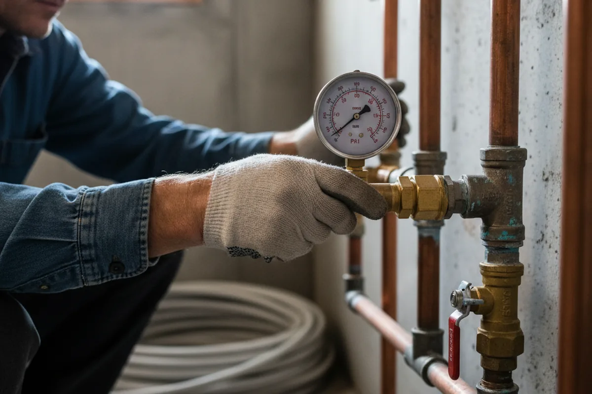 Pressure testing a repaired line during Water Line Repair in Marmora